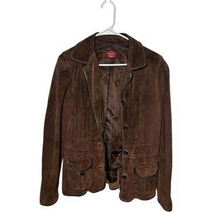 Eddie Bauer Seattle Suede Brown Washable Suede Jacket Size S Genuine Y2K